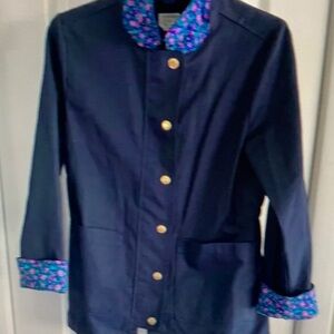 Navy Blue Kids Jacket with Floral Accents